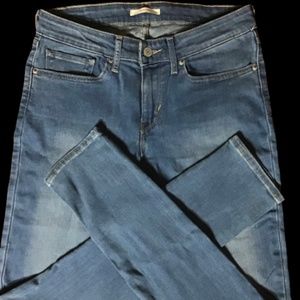 Women's 711 Levi's Stretch Skinny Slim Blue Denim Jeans 34x34